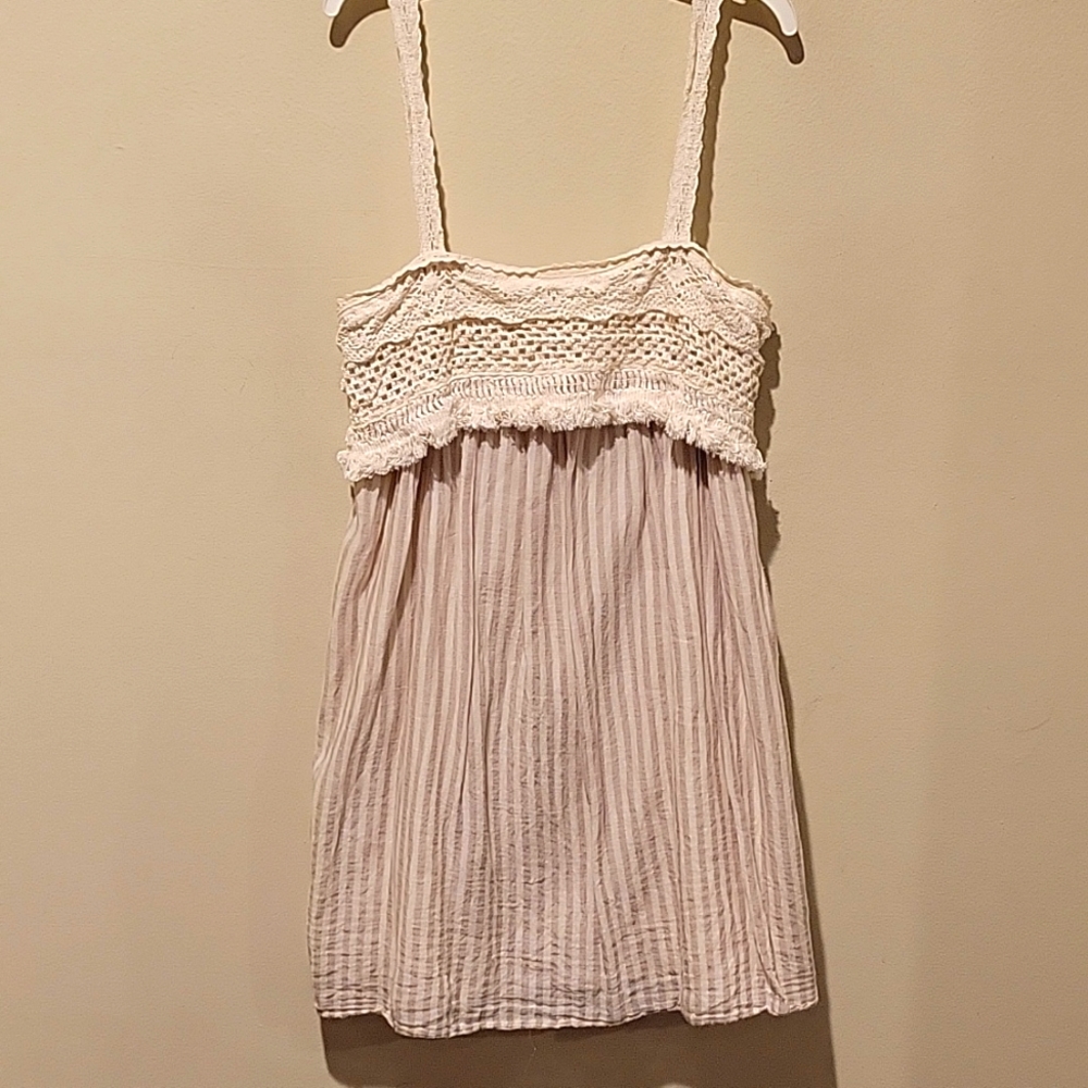 ❤️ ZARA CROCHETED BOHO BABYDOLL COTTON TUNIC TOP, MEDIUM